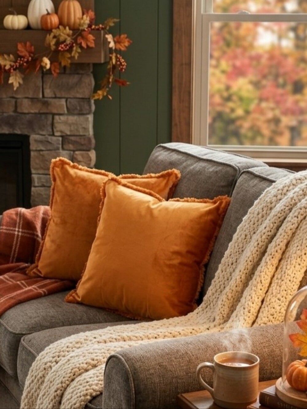 Orange Halloween Plush Decorative Pillow Covers Ghost Design - Picture 2 of 2